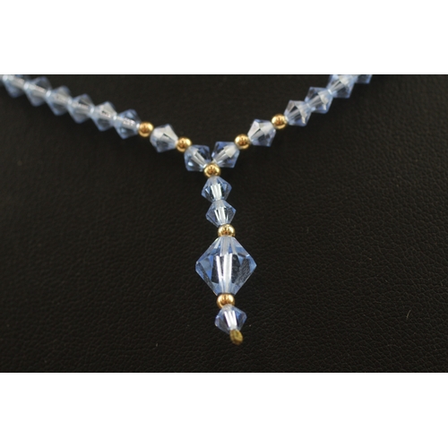 348 - 9ct gold clasped glass bead necklace (8.6g)