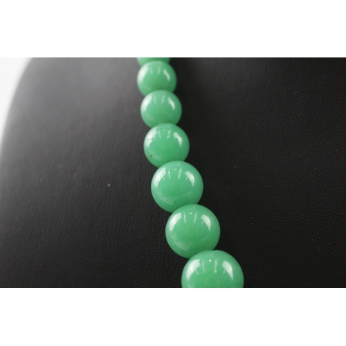 349 - 9ct gold clasped glass bead necklace (76.2g)