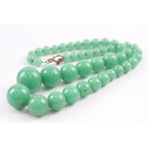 349 - 9ct gold clasped glass bead necklace (76.2g)