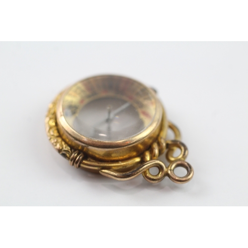 41 - 9ct gold antique compass fob with gold plated mount (8.5g)