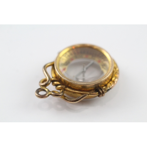 41 - 9ct gold antique compass fob with gold plated mount (8.5g)