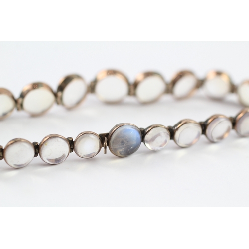 411 - Low carat moonstone cabochon cut tennis bracelet (8.6g)