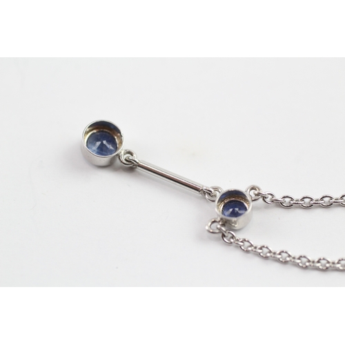 427 - 18ct white gold sapphire drop necklace (5.2g)