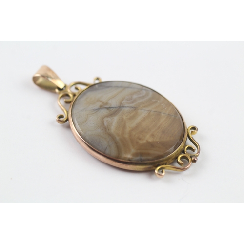 43 - 9ct gold jasper pendant (7.4g)