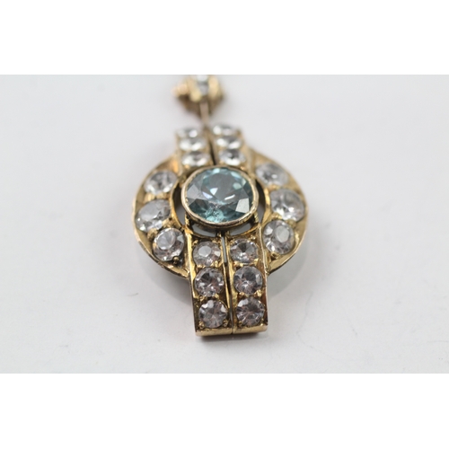 439 - 9ct gold white sapphire and blue zircon pendant (4.4g)