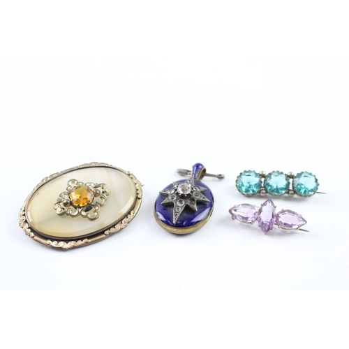 48 - A collection of antique jewellery including an enamel locket (63g)