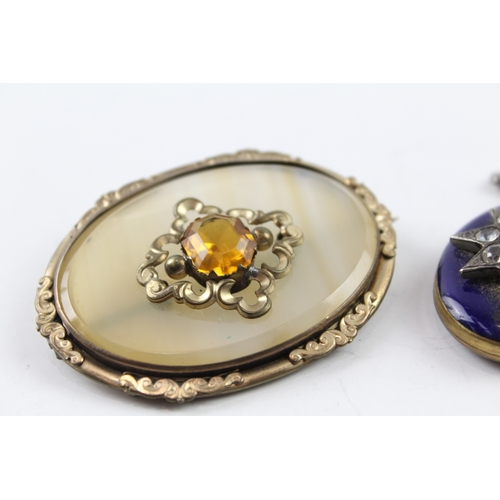 48 - A collection of antique jewellery including an enamel locket (63g)