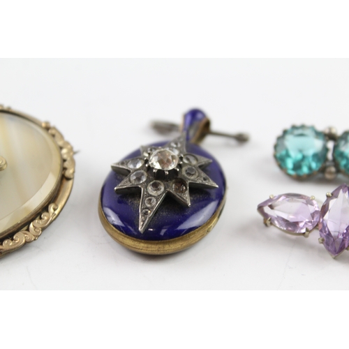 48 - A collection of antique jewellery including an enamel locket (63g)