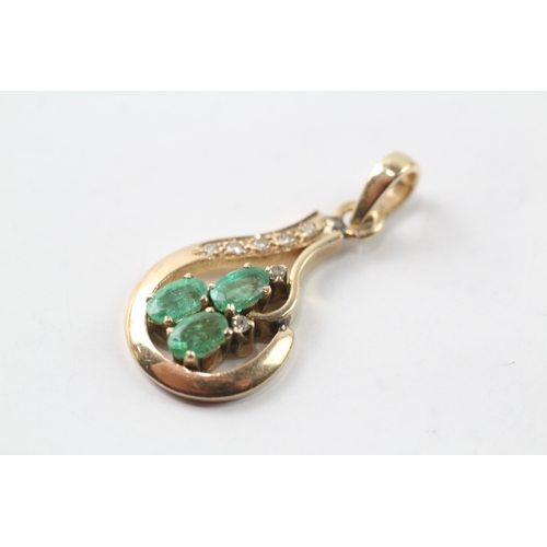 501 - 14ct gold emerald and diamond set pendant (3.5g)