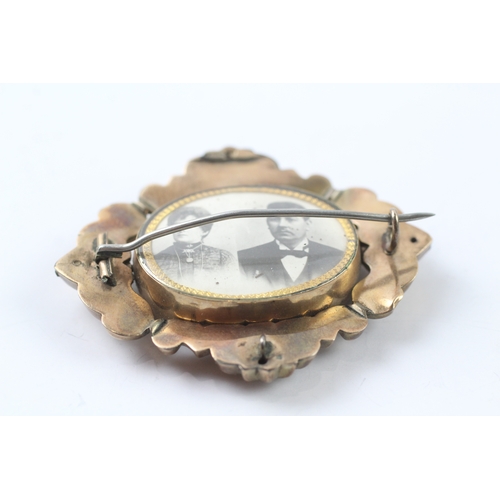 502 - 9ct gold antique swivel locket brooch (16.1g)