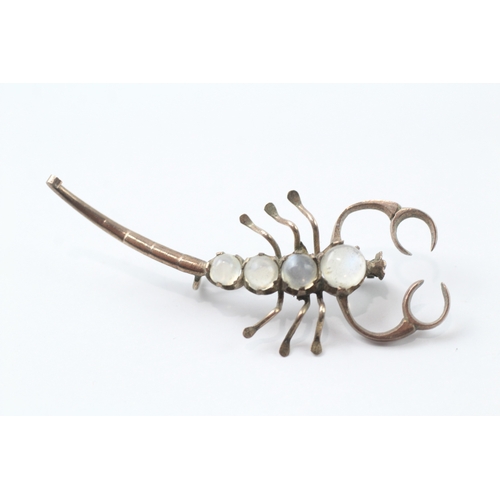 503 - 9ct gold moonstone scorpion brooch (2.3g)