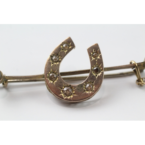 512 - Victorian gold paste set horseshoe brooch (5.3g)