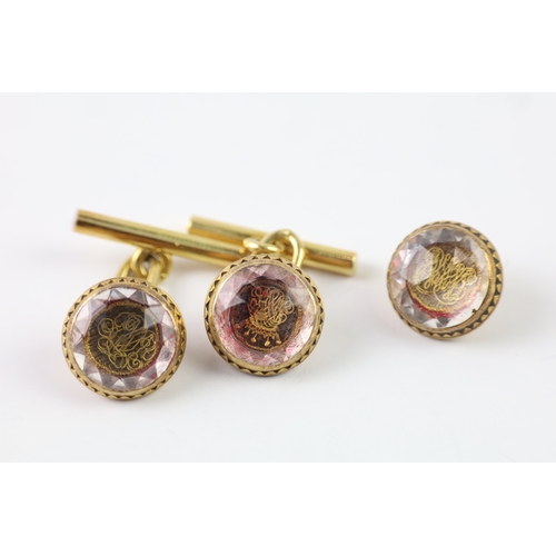 517 - 18ct gold stuart crystal cufflinks (9.7g)