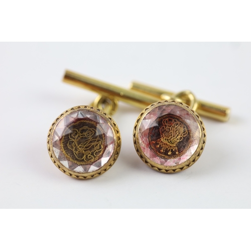 517 - 18ct gold stuart crystal cufflinks (9.7g)