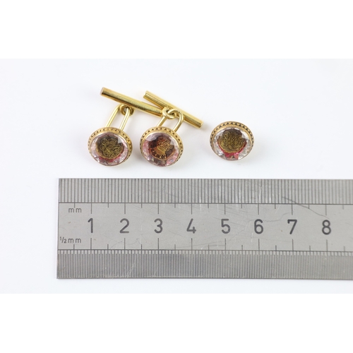 517 - 18ct gold stuart crystal cufflinks (9.7g)