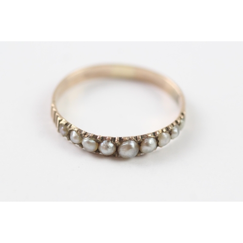 53 - 9ct gold Victorian pearl set ring (0.7g) Size L 1/2