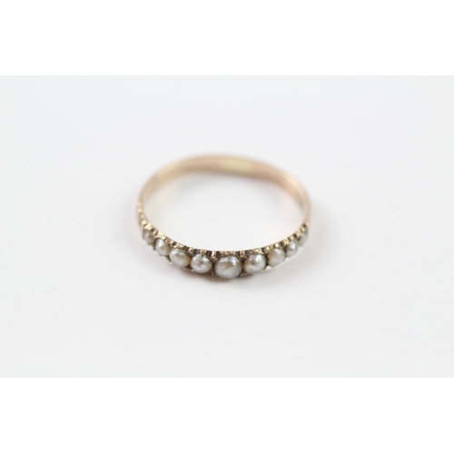 53 - 9ct gold Victorian pearl set ring (0.7g) Size L 1/2