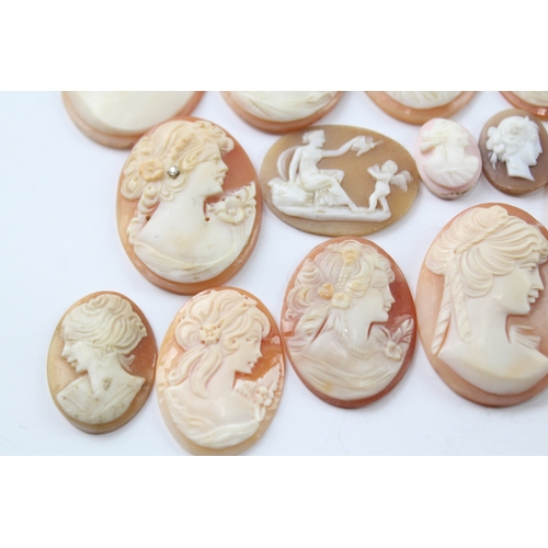 536 - A collection of loose carved shell cameo panels for repurposing (70g)