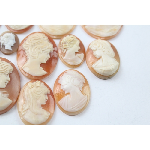 536 - A collection of loose carved shell cameo panels for repurposing (70g)