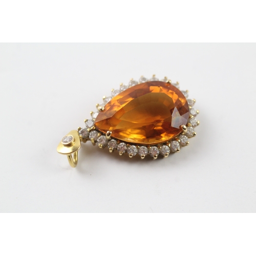 547 - 14ct gold citrine and cubic zirconia pendant (7.4g)