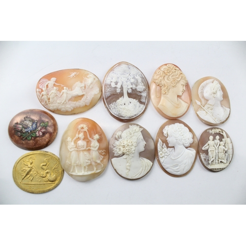 552 - A collection of loose carved shell cameo panels for repurposing (98g)