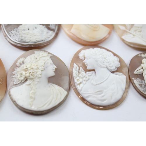 552 - A collection of loose carved shell cameo panels for repurposing (98g)