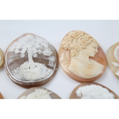 552 - A collection of loose carved shell cameo panels for repurposing (98g)