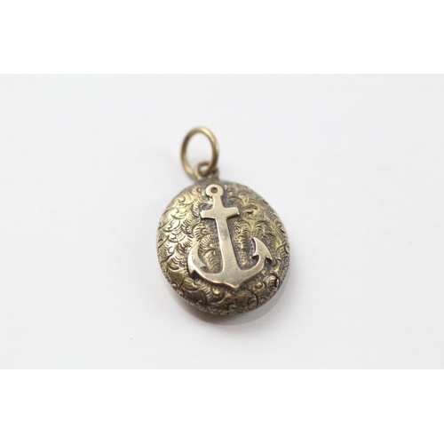 567 - 18ct gold mourning locket with anchor design (1.6g)