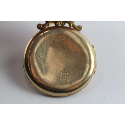 573 - 9ct gold back and front locket with paste detail (7.5g)