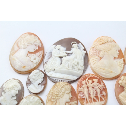 574 - A collection of loose carved shell cameo panels for repurposing (76g)