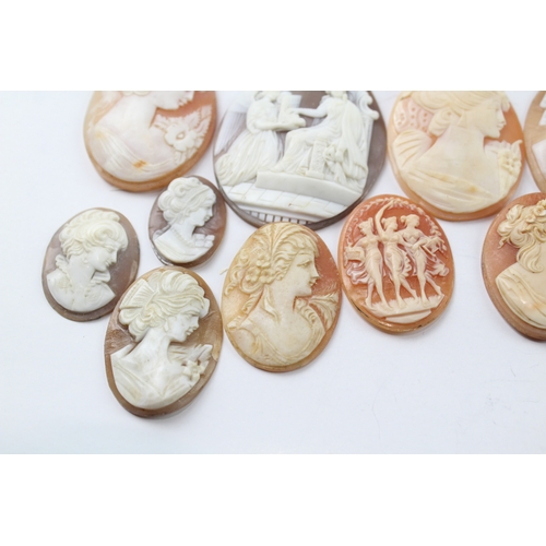 574 - A collection of loose carved shell cameo panels for repurposing (76g)