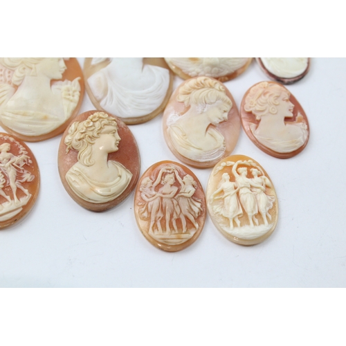 574 - A collection of loose carved shell cameo panels for repurposing (76g)