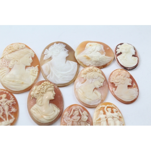 574 - A collection of loose carved shell cameo panels for repurposing (76g)