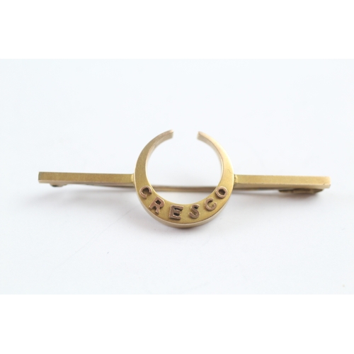 58 - 9ct gold antique crescent bar brooch (3.6g)