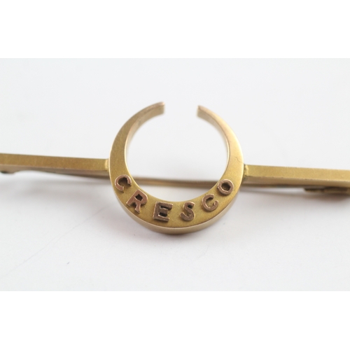 58 - 9ct gold antique crescent bar brooch (3.6g)