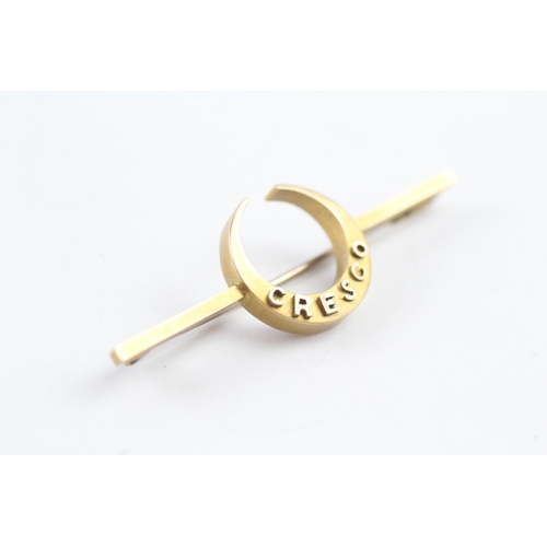 58 - 9ct gold antique crescent bar brooch (3.6g)