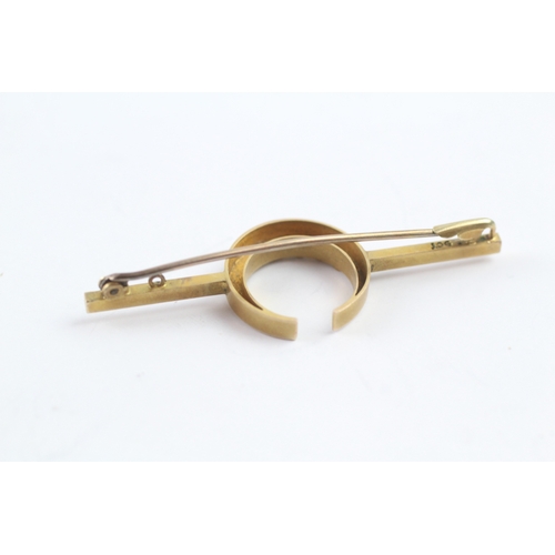 58 - 9ct gold antique crescent bar brooch (3.6g)