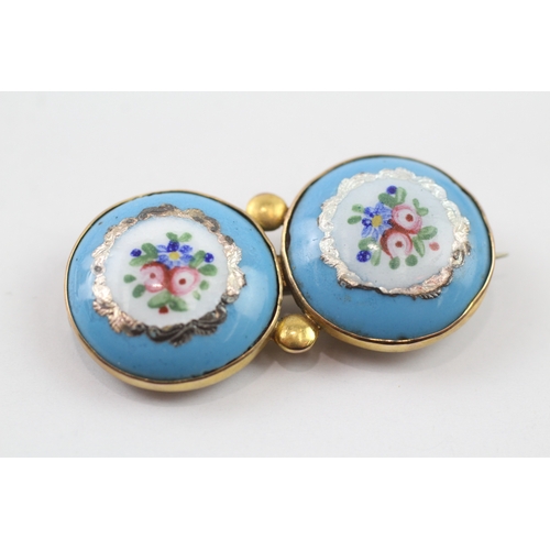 82 - 9ct gold Victorian enamel brooch (6.6g)