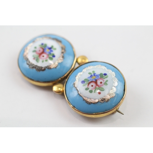 82 - 9ct gold Victorian enamel brooch (6.6g)