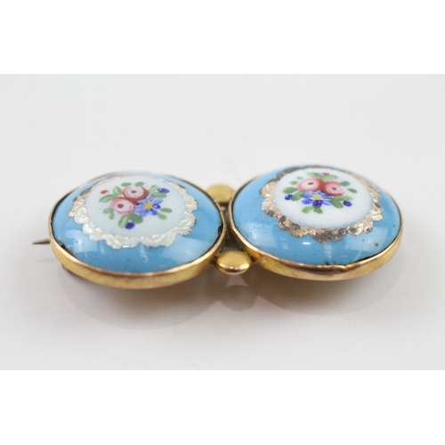 82 - 9ct gold Victorian enamel brooch (6.6g)