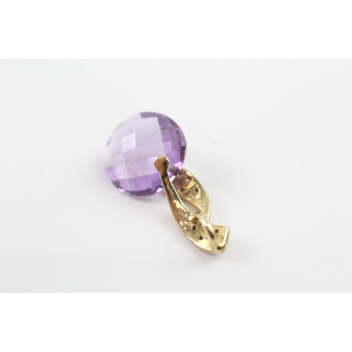 86 - 9ct gold amethyst and diamond pendant (1.6g)