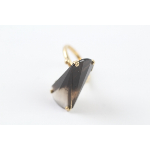 87 - 9ct gold smoky quartz cocktail ring (6.5g) Size N