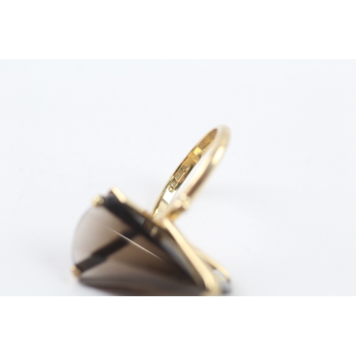 87 - 9ct gold smoky quartz cocktail ring (6.5g) Size N