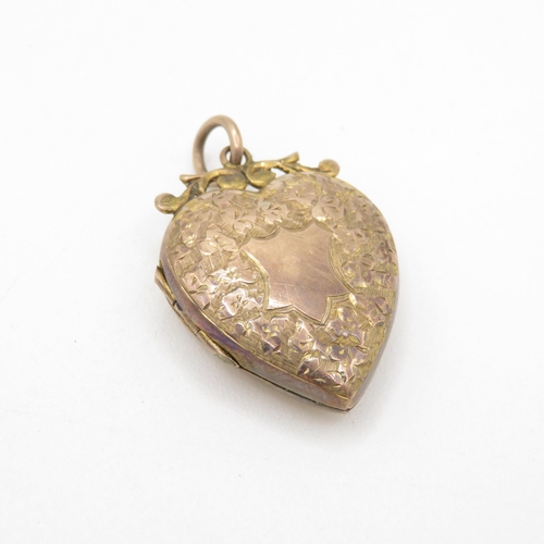 177 - 9ct gold back and front heart locket (3.8g)