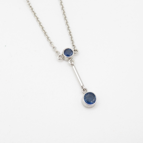 427 - 18ct white gold sapphire drop necklace (5.2g)