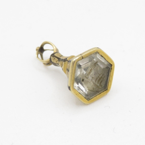 429 - 9ct gold cased carved seal fob (1.2g)