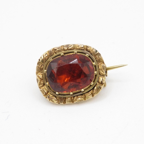 457 - 12ct gold Victorian foiled back citrine brooch (3g)