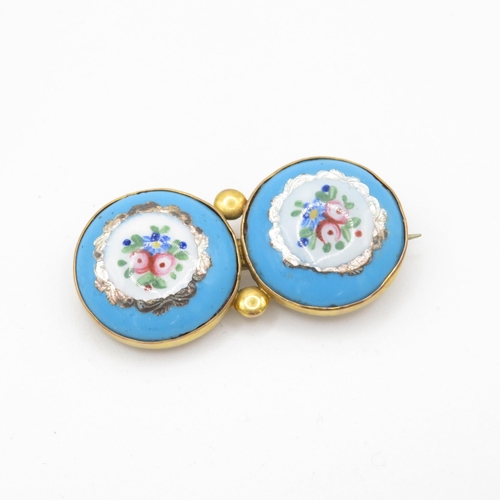 82 - 9ct gold Victorian enamel brooch (6.6g)