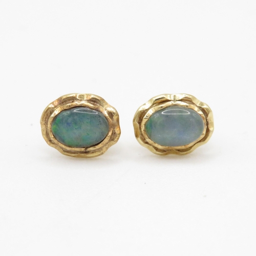 107 - 14ct gold opal doublet stud earrings (1.5g)