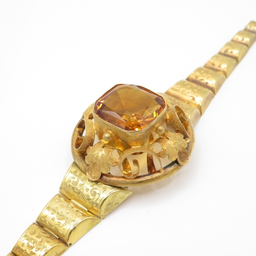 2 - 15ct gold antique citrine floral patterned bracelet including original box (18.9g)